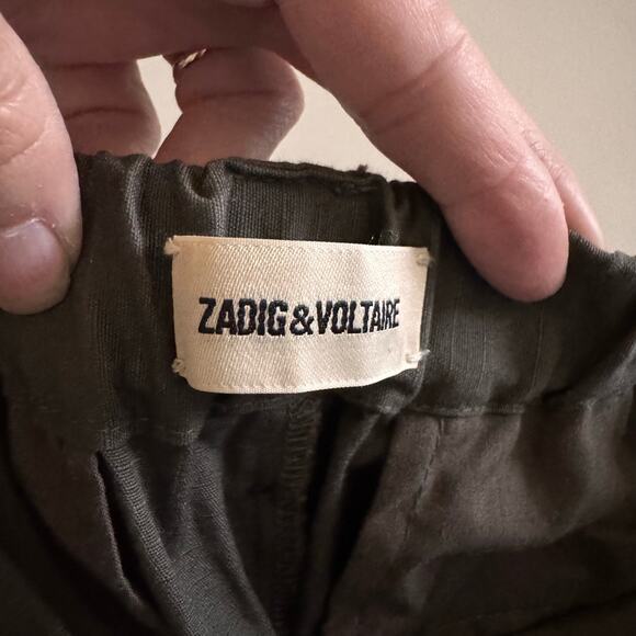 ZADIG & VOLTAIRE Pants Trousers 28 Pomelo Rip Stop Elastic Back Waist Cropped - Picture 11 of 15